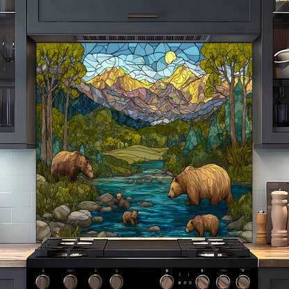 Stained Glass Look Golden Summit – Tempered Glass Backsplash For Rustic Homes
