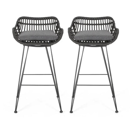 Outdoor Rattan Bar Chair With Metal Legs