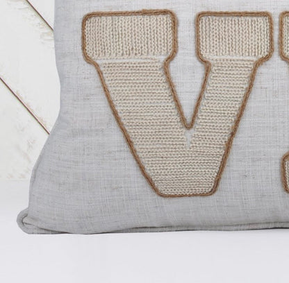 Embroidered Pumpkin “LOVE” Accent Pillow – Rustic Beige Fall Decor