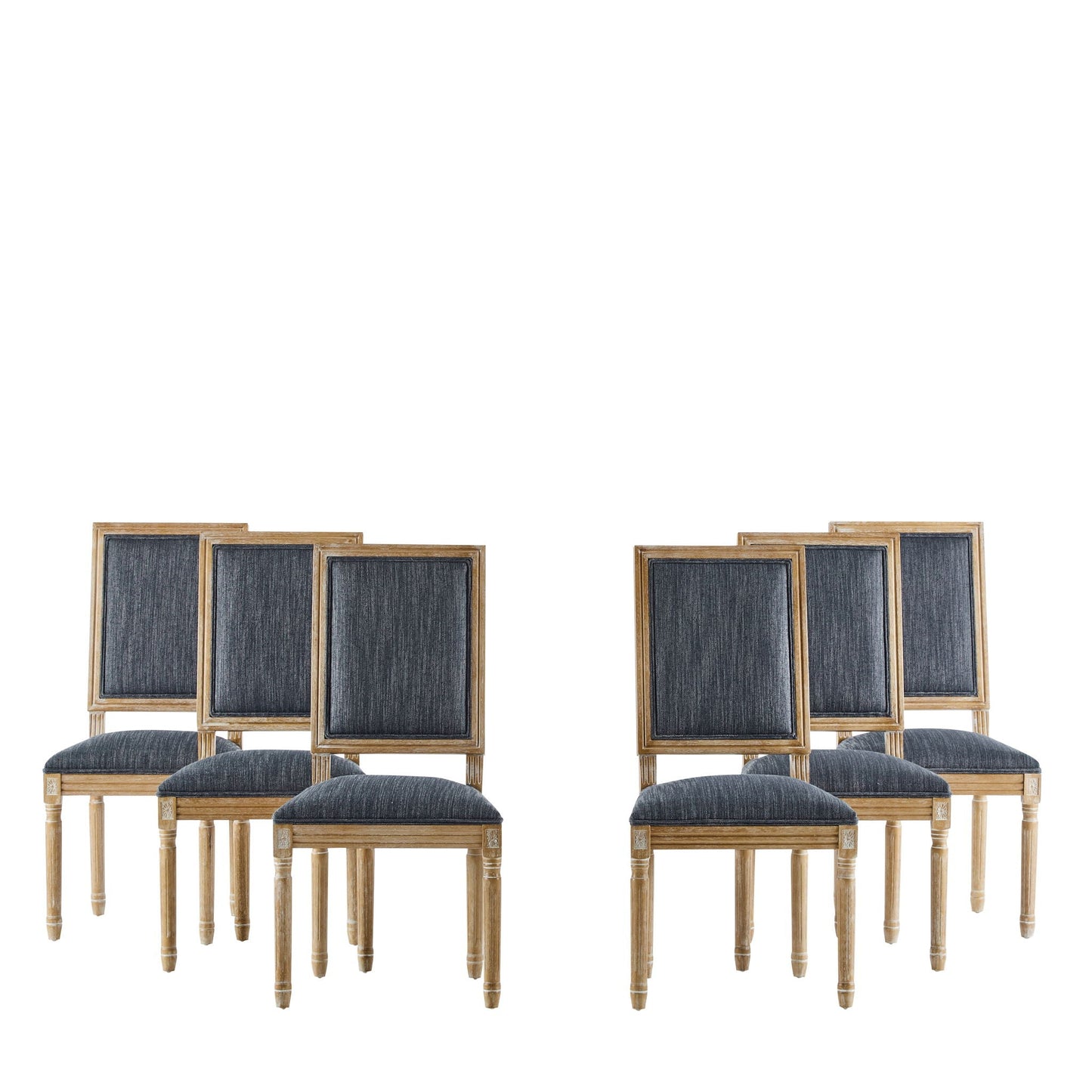French Country Style Dining Chair with Upholstered Seating and Fluted Legs
