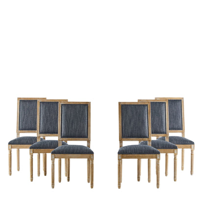 French Country Style Dining Chair with Upholstered Seating and Fluted Legs