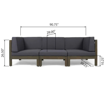 Oana 3 Piece Sofa Set With Water Resistant Cushions
