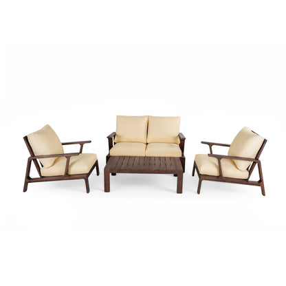 4 Pieces Outdoor Sofa Set with Cushions and Coffee Table