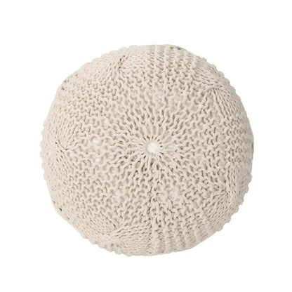 Bordeaux Knitted Cotton Round Pouf