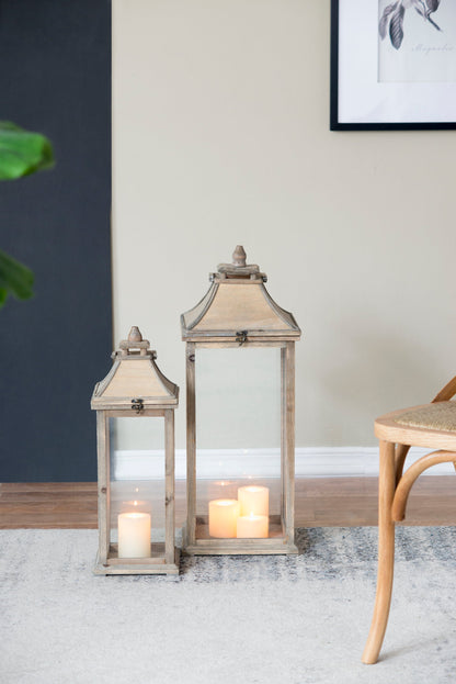 Wooden Candle Lantern Decorative, Hurricane Lantern Holder