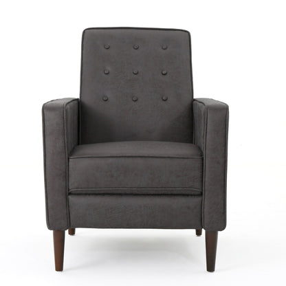 Macedonia Mid Century Modern Button Tufted Fabric Recliner - Slate