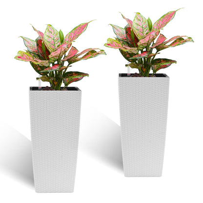 Pack of 2 Square Planters with Automatic Watering System