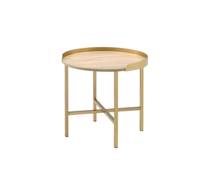 Mithea End Table - Oak / Gold