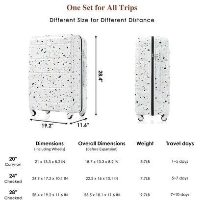 Luggage Set of 3 with USB Port and Spinner Wheels