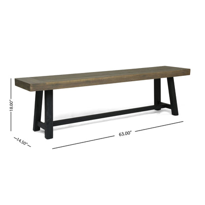 Cloud Outdoor Bench With Acacia Wood Frame and Slat Panel Design