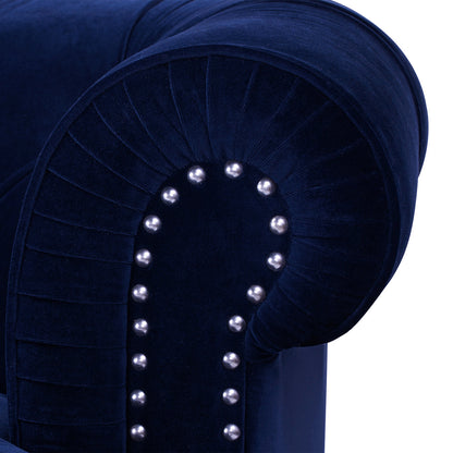 La Rosa Victorian Chesterfield Tufted Sofa, Navy Blue Velvet