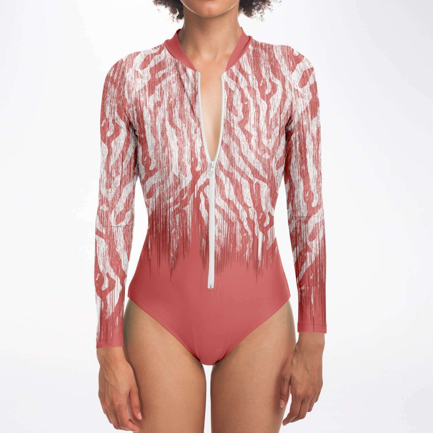 Coral Long Sleeve Swimsuit | One Piece Bodysuit Rash Guard UPF 50+