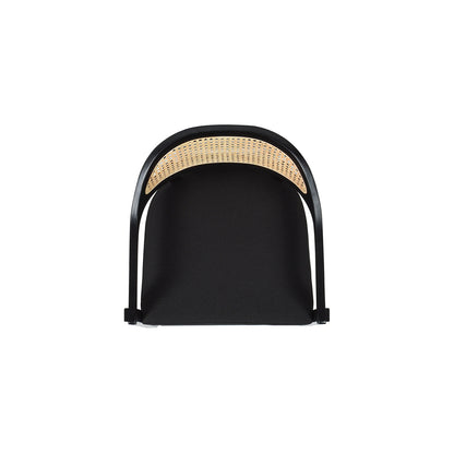 Americana Mid-Century Modern 30.5' Cane Back Bar Stool, Jet Black