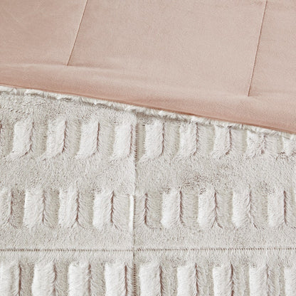 Full/Queen Back Print Long Fur Comforter Mini Set