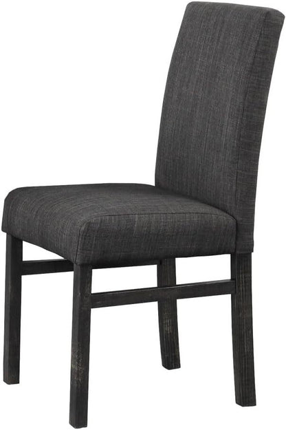 5 Piece Transitional Dining Room Set 48" Wood Dining Table with 4 Upholstered Side Chairs Charcoal Finish