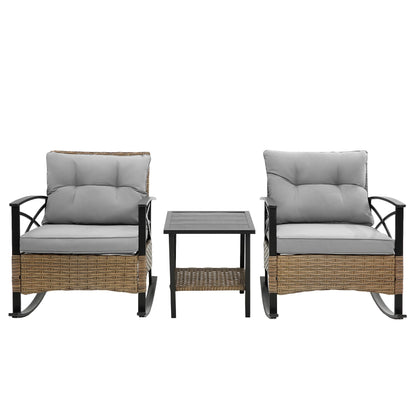 3pcs Rocking Rattan Set - Grey