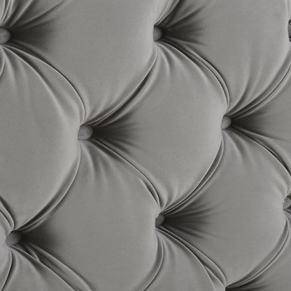 Brooklyn King Tufted Panel Bed Headboard and Footboard Set, Opal Grey Velvet