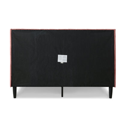Aspen Vertical Tufted Headboard Platform Bed Set, Queen, Ash Rose Pink Velvet