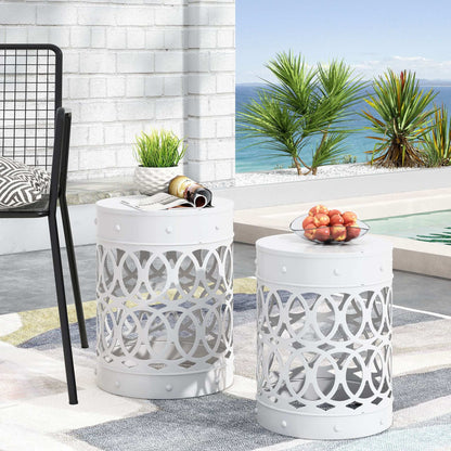 Outdoor Metal Set of 2 End Tables