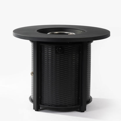 32" Propane Gas Fire Pit Table, 50000 BTU - Black Steel