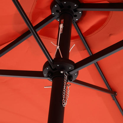 14.8 Ft Double Sided Outdoor Umbrella Rectangular Large with Crank (Orange)