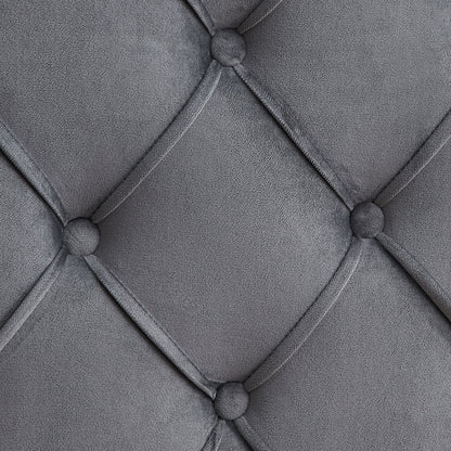 Velvet Button Tufted Upholstered Bed with Wings Design - Queen