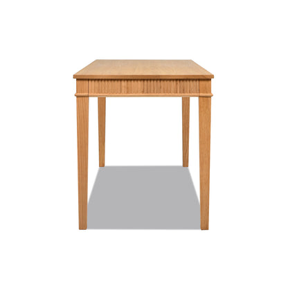 Dumont Modern Farmhouse 1-Drawer Fluted Home Office Writing Desk, Natural Blonde Solid Rubberwood & Rubberwood Veneer