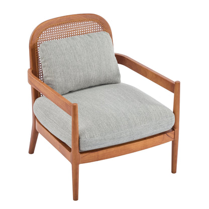 Elliston Rattan Backrest Solid Wood Accent Chair with Cushions - Set of 2