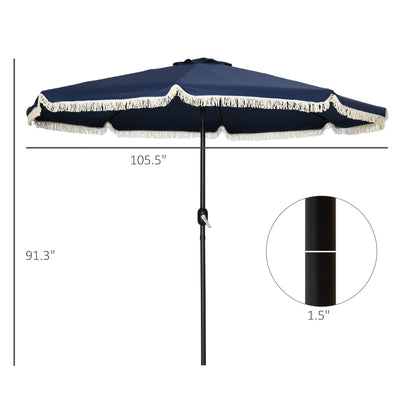 Outsunny 9ft Patio Umbrella with Push Button Tilt and Crank
