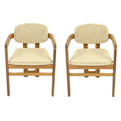 Outdoor Woven Rattan Chair Set Two Accent Chairs