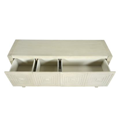 Geometric Carved Console Table with 3 Soft-Close Drawers