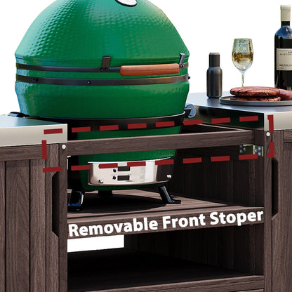 K&K 66.5' Outdoor Kitchen Island for Big Green Egg Grills
