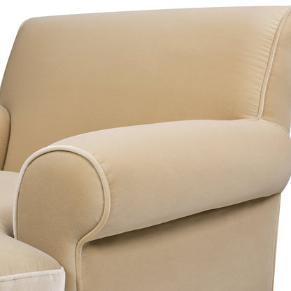 Alana 38' Lawson Accent Arm Chair Metal Casters, Fawn Brown Performance Velvet