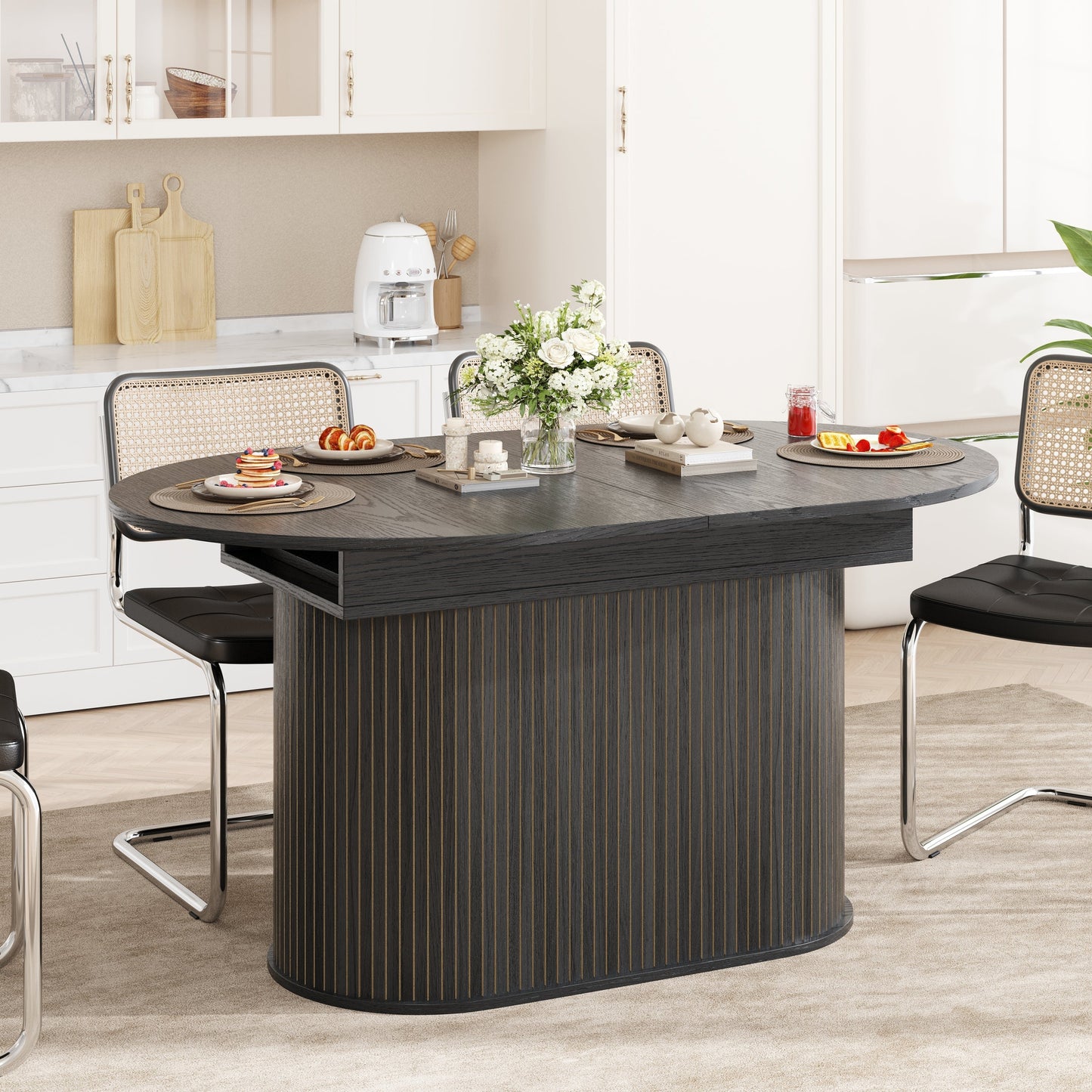 55.11'-70.86' Extendable Dining Table with Striped Legs
