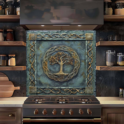 Bronze Canopy Tempered Glass Backsplash – Tree of Life Kitchen Backsplash