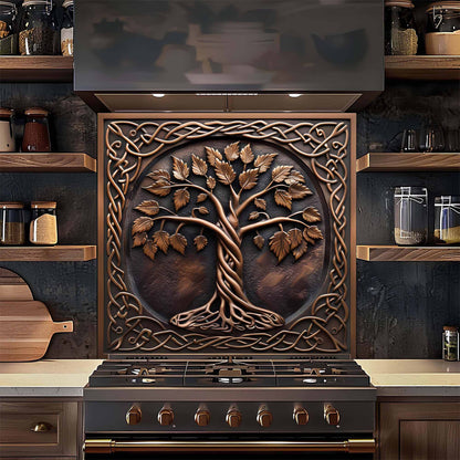 Bronze Vine Tree Kitchen Backsplash – Tempered Glass Backsplash for Stove
