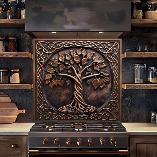 Bronze Vine Tree Kitchen Backsplash – Tempered Glass Backsplash for Stove