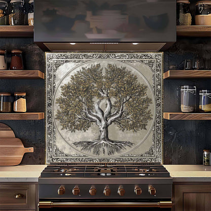 Sacred Unity Kitchen Backsplash –  Tree of Life Glass Backsplash for Stove