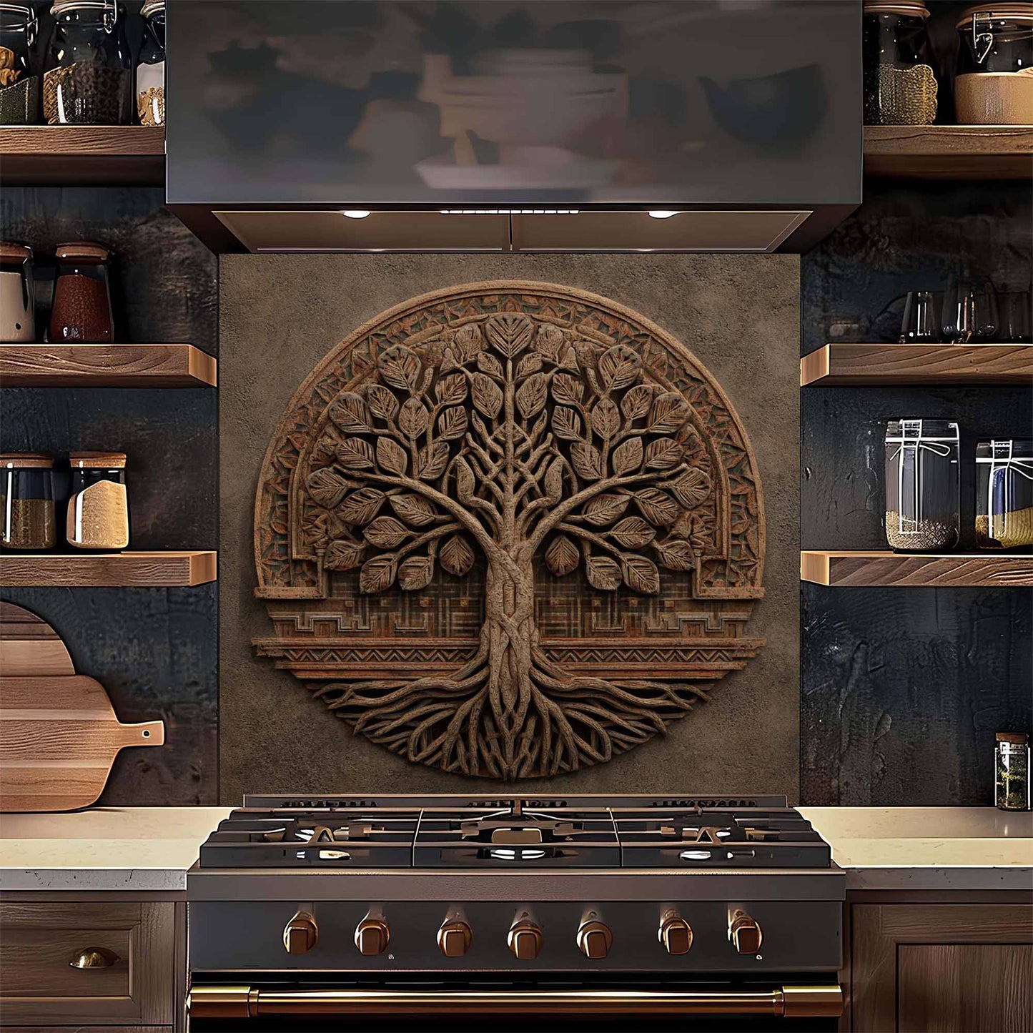 Earthroot Majesty Kitchen Backsplash – Rooted Tree of Life Glass Backsplash