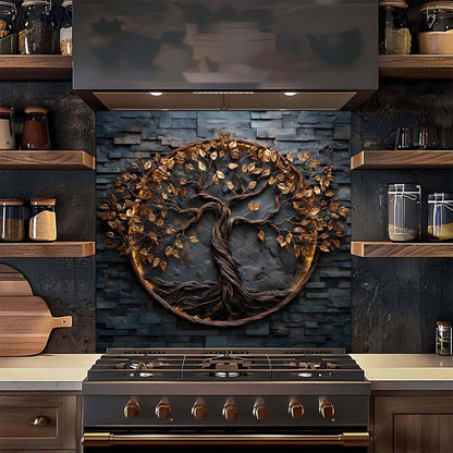 Luminous Ring Tree Glass Backsplash – Tempered Glass Backsplash for Stove