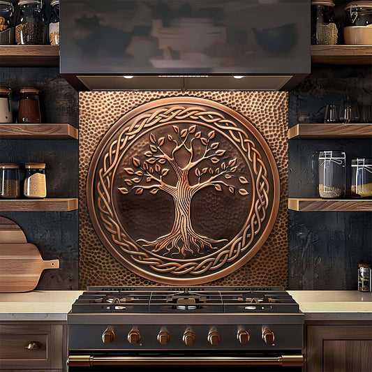 Celtic Bronze Tree Tempered Glass Backsplash – Kitchen Backsplash Behind Stove