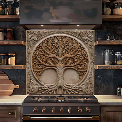Sacred Web Kitchen Backsplash –  Tree of Life Glass Backsplash for Stove