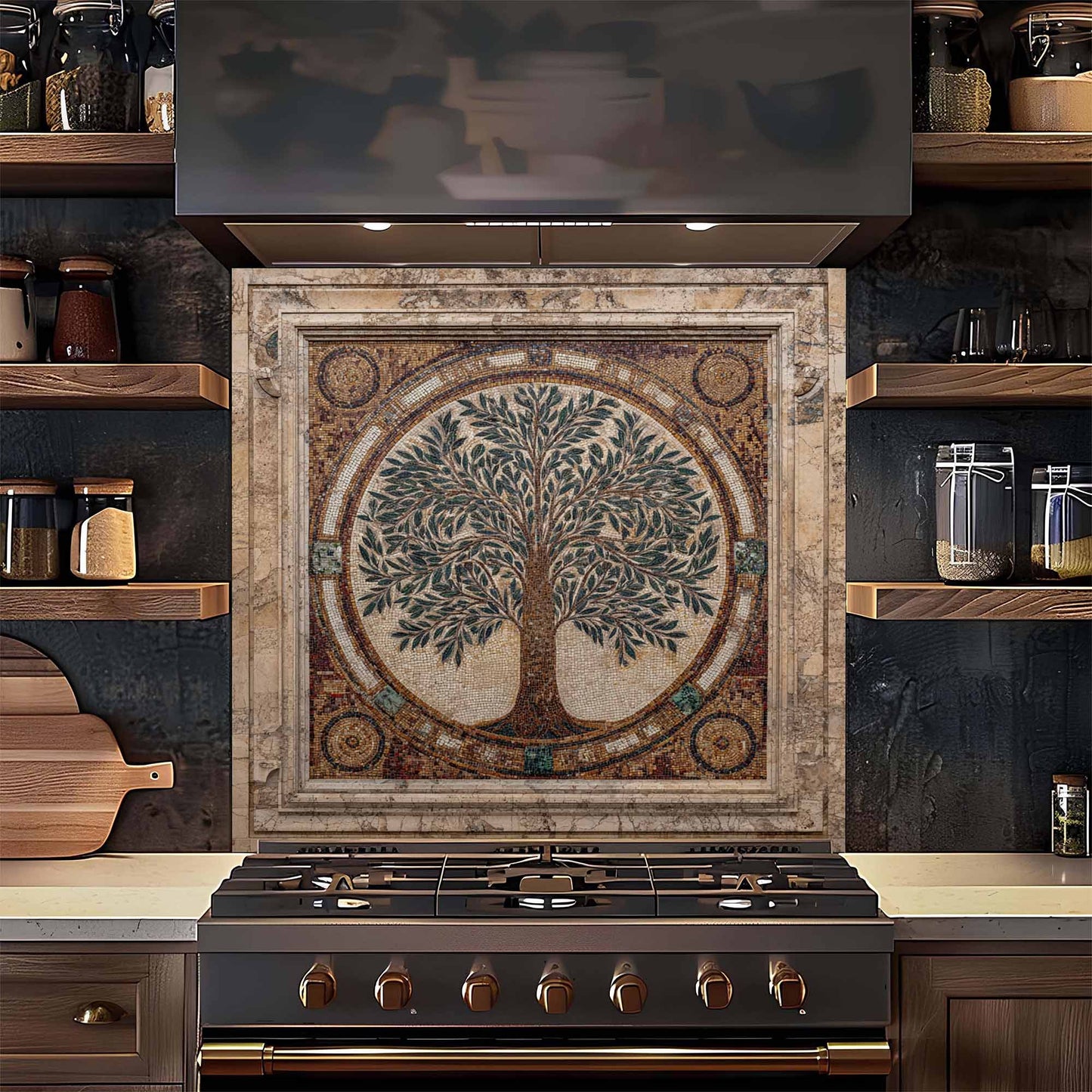 Sacred Mosaic Tempered Glass Backsplash – Tree of Life Kitchen Backsplash