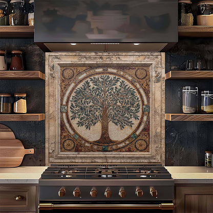 Sacred Mosaic Tempered Glass Backsplash – Tree of Life Kitchen Backsplash
