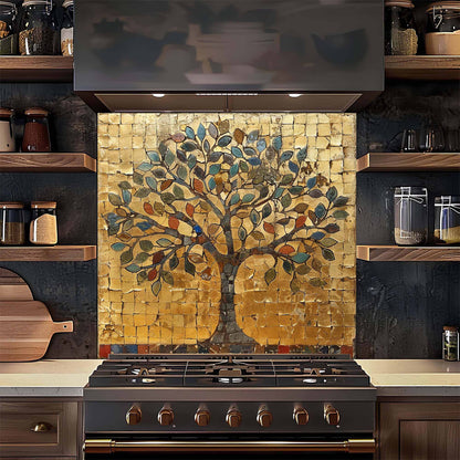 Golden Mosaic Tempered Glass Backsplash – Kitchen Backsplash Behind Stove