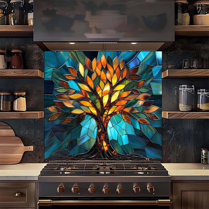 Stained Glow Glass Backsplash – Tree of Life Kitchen Backsplash