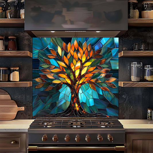 Stained Glow Glass Backsplash – Tree of Life Kitchen Backsplash