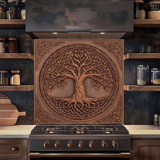 Celtic Bronze Tree Glass Backsplash – Kitchen Backsplash Behind Stove