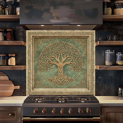 Knotwood Tree Tempered Glass Backsplash – Tree of Life Kitchen Backsplash