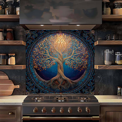 Celestial Tree of Life Kitchen Backsplash - Tempered Glass Backsplash